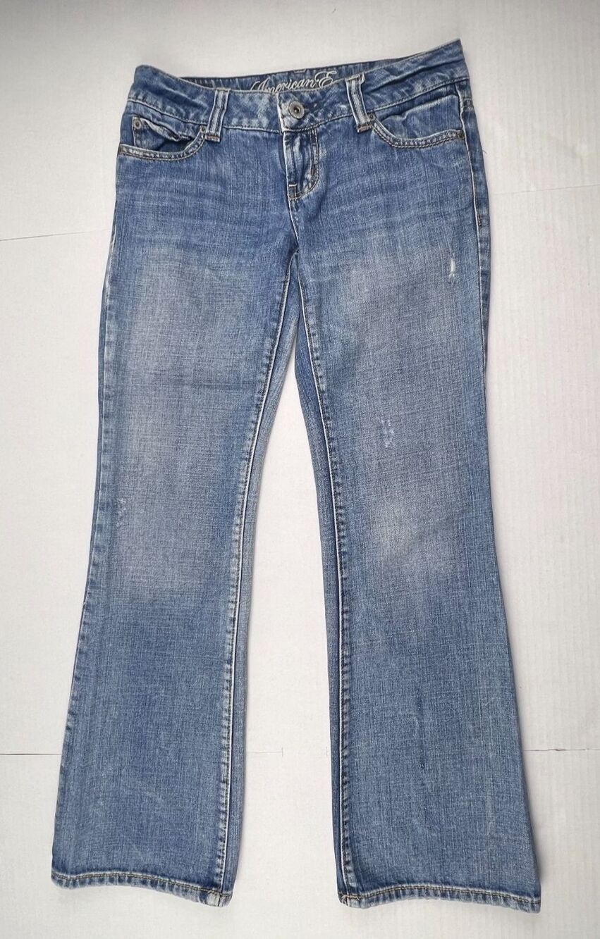 AMERICAN EAGLE Favorite Boyfriend Jeans Womens 0 Short Low Rise Y2K Flare